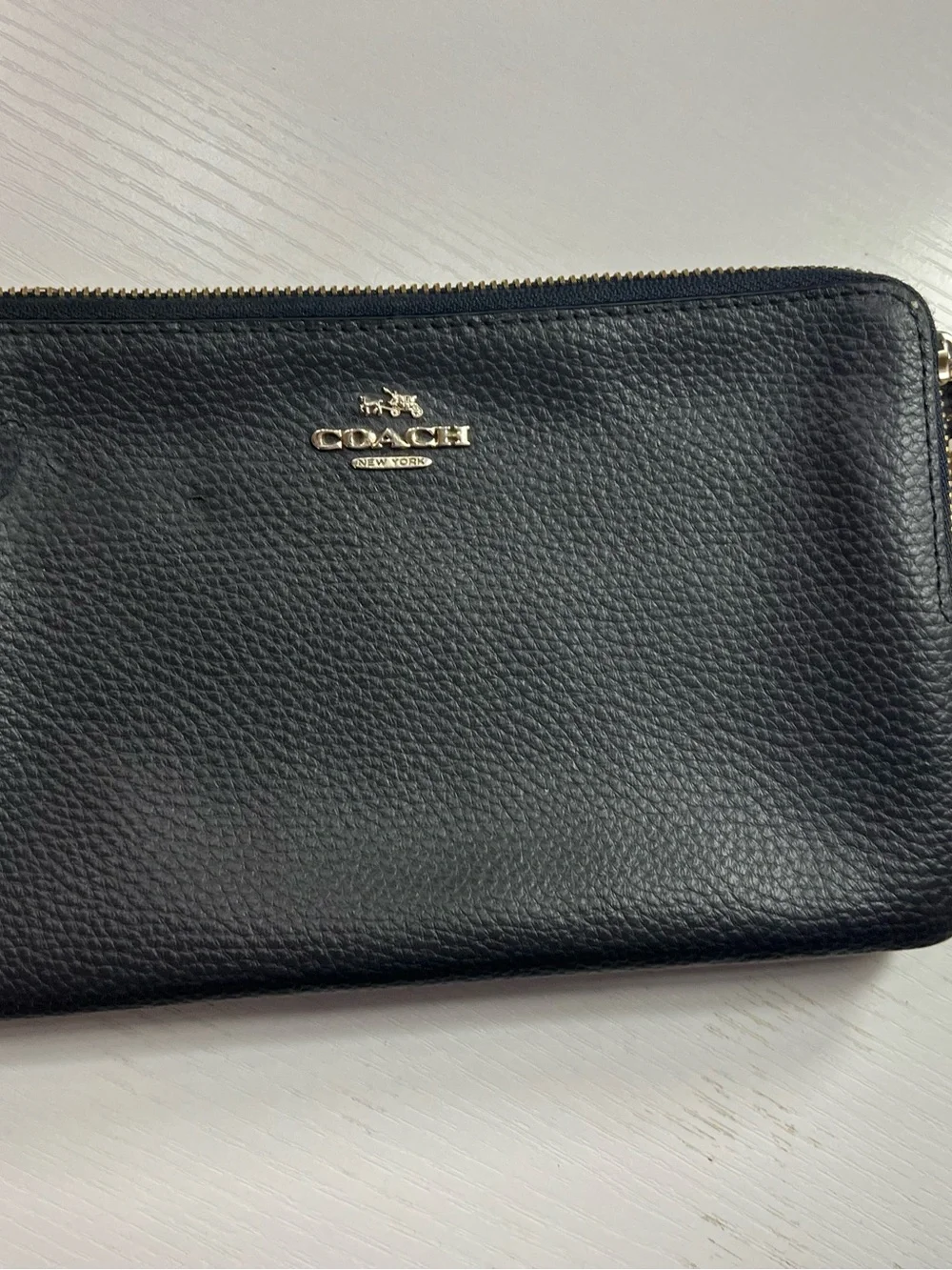 Coach Black Leather Wristlet Wallet with Cherry Charm